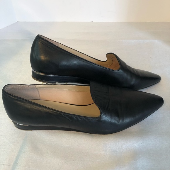 Franco Sarto Ladies 9 1/2 Black Leather Pointed Toe Slip Loafers - Picture 3 of 16